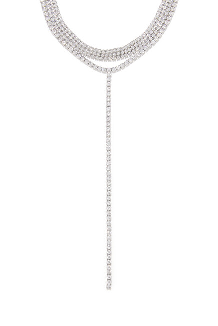 Two Layer Mesh Necklace, Plated Brass & Cubic Zirconia